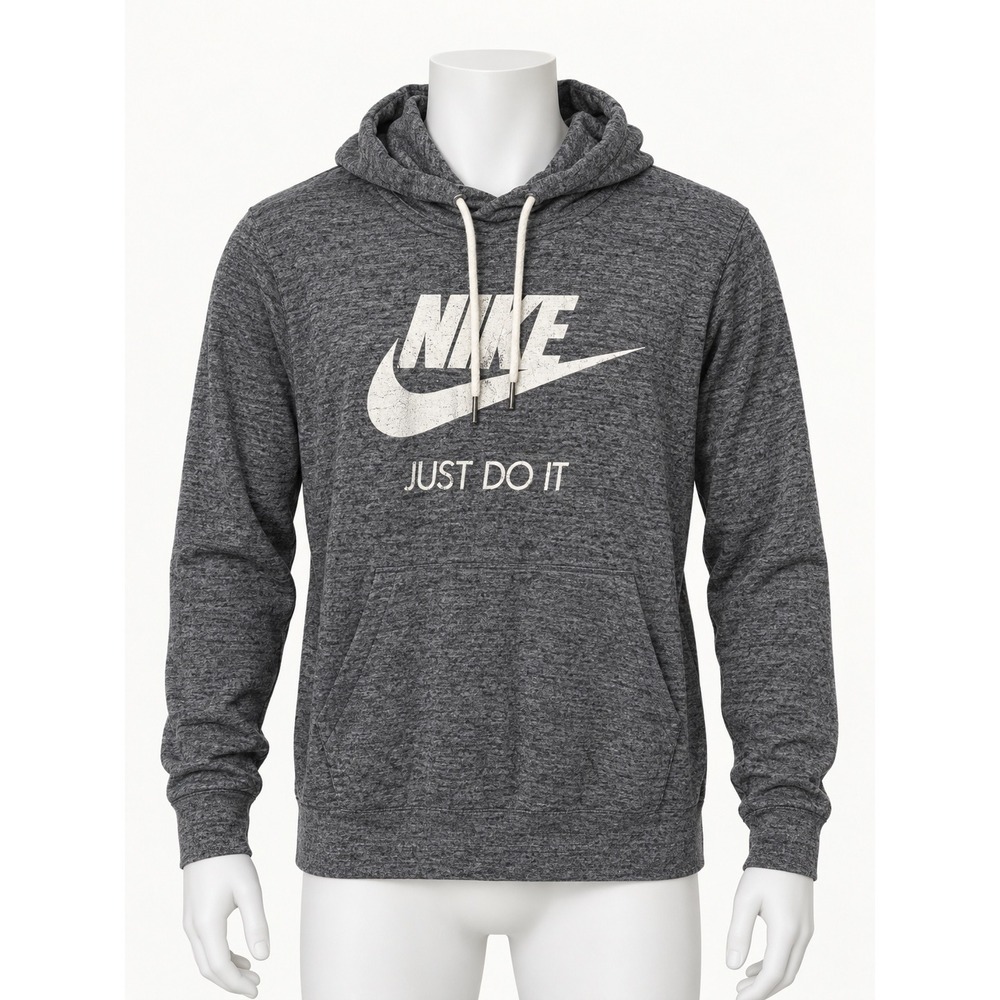 Nike Mens Gym Vintage Hoodie Charcoal Grey Just Do It Pullover 823701-091 XL